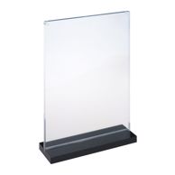 Porta avvisi da banco a T magnetico con base nera formato verticale | A5 - 148 x 210 mm