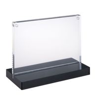 Porta avvisi da banco a T magnetico con base nera formato orizzontale | A6 105 x 148 mm