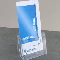 Porta brochure DIN lungo verticale, trasparente 