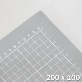 Tappetino da taglio XXL, 200 x 100 cm, autorigenerante, con reticolato grigio