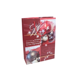 Borsa regalo con palline di Natale, 25 x 34,5 x 8,5 cm, rosso 