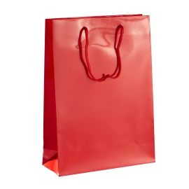 Borsa regalo grande con cordoncino, 26 x 36 x 10 cm, rosso, lucido 