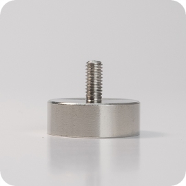 Magnete con base in acciaio con gambo filettato, al neodimio 