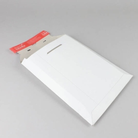 Busta in cartone B5, 21 x 26,5 x 3 cm, chiusura autoadesiva, apertura facilitata, bianca 