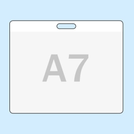 Buste porta badge per A7, formato orizzontale, con asola calendari 