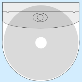 Tasche porta CD con patta di chiusura, autoadesivo, parte inferiore rotonda, trasparente 