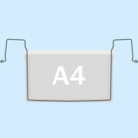 Buste con gancio metallico per formato A4, lato lungo aperto 