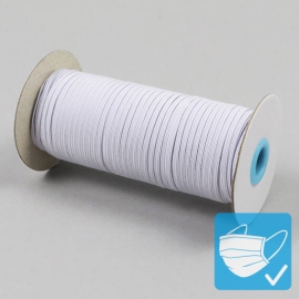 Cordino elastico in bobina, 3 mm, bianco (rotolo con 120 m) 