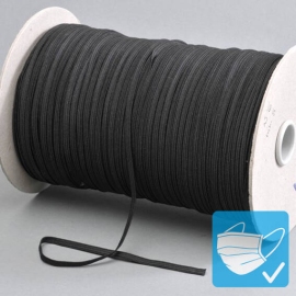 Cordino elastico in bobina, 5 mm, nero (rotolo con 130 m) 