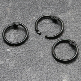 Anelli metallici 14 mm, nero, spedito aperto 