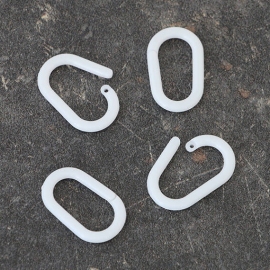 Anelli metallici ovali 22 mm, in plastica bianca 