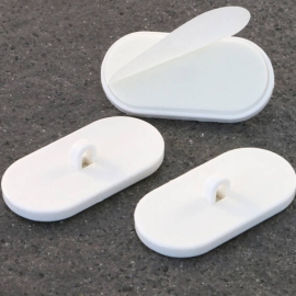 Bottoni adesivi con occhiello 20 x 40 mm (ovale) | bianco