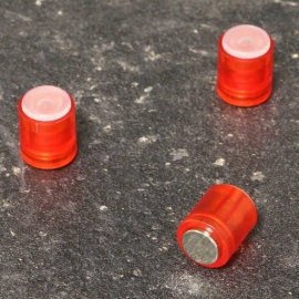 Magnete per lavagna, cilindrico, ø = 10 mm, traslucido rosso traslucido
