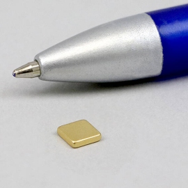 Blocchetto magnetico al neodimio, oro 5 x 5 mm | 1.2 mm