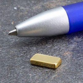 Blocchetto magnetico al neodimio, oro 10 x 5 mm | 2 mm