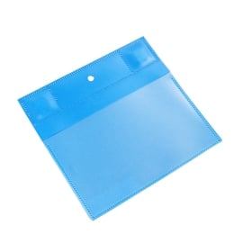 Buste magnetiche portadocumenti con patta per formato A6, con 2 magnete al neodimio, lato largo aperto, PP, blu 