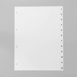 Divisori per raccoglitori formato A4, 12 parti (1-12), bianco (1 set) 