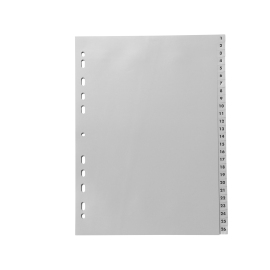 Divisori per raccoglitori formato A4, 52 parti (1-52), grigio (1 set) 