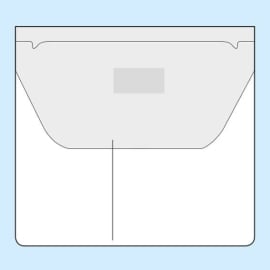 Tasche rettangolari, 109 x 100 mm con patta di chiusura, 2 compartimenti, con livello di riempimento 