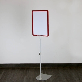 Cornice per poster con piantana telescopica (set) A4 | rosso | superficie di base: grigio