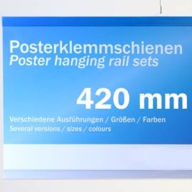 Profilo porta poster, plastica 420 mm | trasparente | 1 gancio