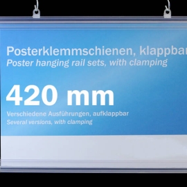 Profilo porta poster, plastica, apribile 420 mm | trasparente
