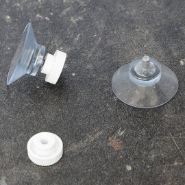 Ventose con dado 30 mm | M4, 6 mm di lunghezza | dado zigrinato in plastica bianca