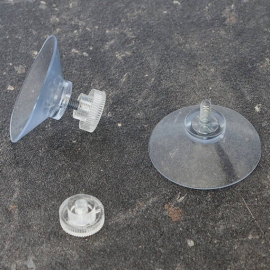 Ventose con dado 40 mm | M4, 10 mm di lunghezza | dado zigrinato in plastica transparente