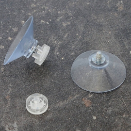 Ventose con dado 40 mm | M4, 6 mm di lunghezza | dado zigrinato in plastica transparente