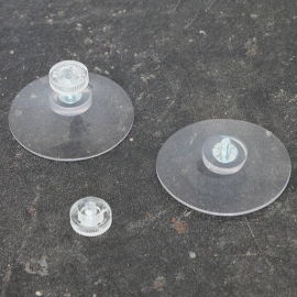 Ventose con dado 50 mm | M4, 6 mm di lunghezza | dado zigrinato in plastica transparente