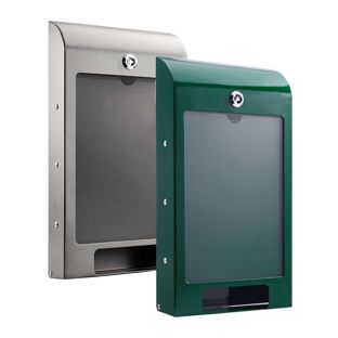 Dispenser sacchetti cane, con scomparto informativo A4, acciaio 