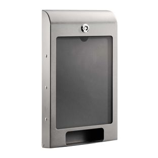 Dispenser sacchetti cane, con scomparto informativo A4, acciaio grigio scuro 
