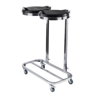 Supporto sacco spazzatura 120 litri doppio con coperchio, con rotelle, acciaio 