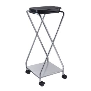 Supporto sacco spazzatura 120 litri con coperchio, con rotelle, 1 scomparto, acciaio 