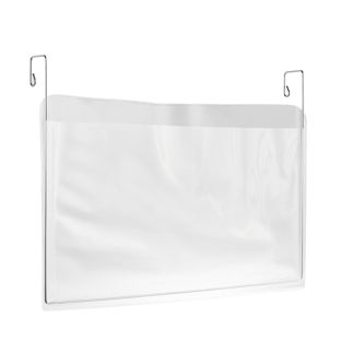 Buste con gancio metallico per formato A5, lato lungo aperto, filo corto verso la parte posteriore 