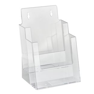 Porta brochure, 2 scomparto, polistirolo, formato verticale, trasparente, Taymar 