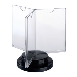 Porta menù girevole con base nera, a forma di stella, acrilico 