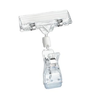 Clip con pinza grande e porta prezzo,  trasparente 