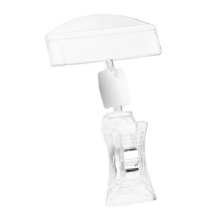 Clip porta prezzo con pinza piccola e porta-prezzi, trasparente  