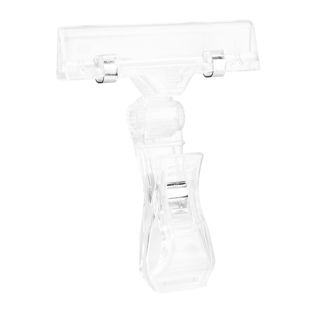 Clip porta prezzo con pinza grande e porta-prezzi, regolazione angolo, trasparente 