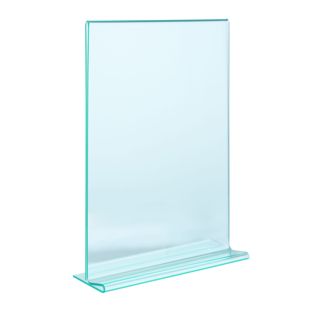Porta avvisi da banco con base a T, PMMA (acrilico), trasparente-verde 