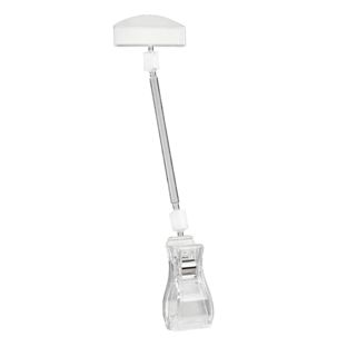 Clip con pinza grande e porta prezzo, estensione di 10 cm, trasparente 