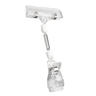 Clip con pinza grande e porta prezzo, 5 cm di estensione, trasparente 5 cm di estensione 