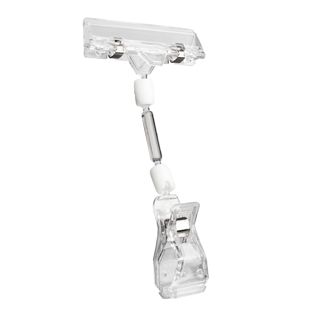 Clip con pinza grande e porta prezzo, 5 cm di estensione, trasparente 5 cm di estensione