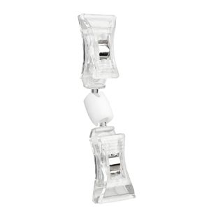 Clip porta prezzo con due pinze piccole,  trasparente senza estensione