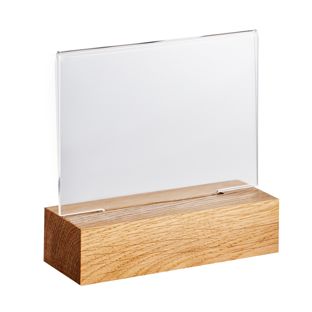 Espositore acrilico con base in legno Rovere  | A7  | formato orizzontale 