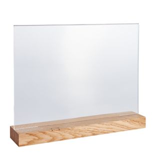 Espositore acrilico con base in legno Rovere  | A4  | formato orizzontale 