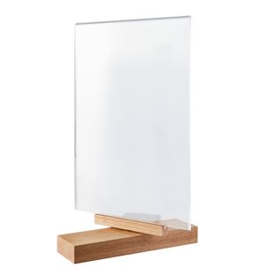 Espositore girevole in acrilico con base in legno A4
