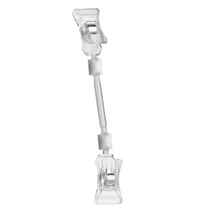 Clip porta prezzo con due pinze piccole, 6 cm di estensione, trasparente  6 cm di estensione 