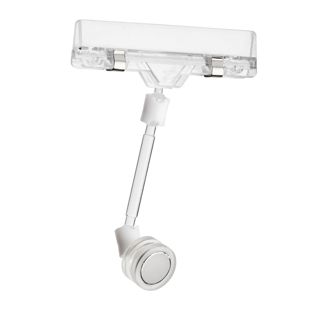 Clip porta prezzo con supporto per etichette e base magnetica al neodimio, 5 cm di estensione, trasparente 
